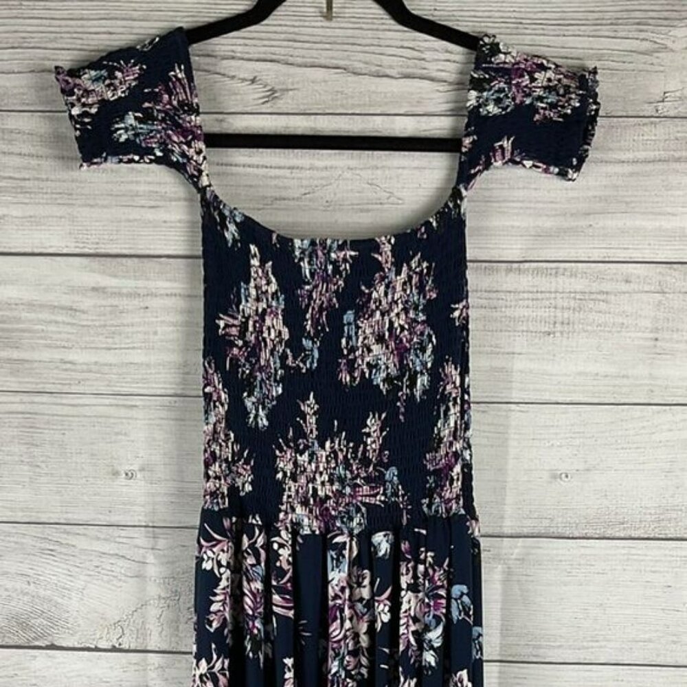 Hot Kiss Multicolor Floral Polyester Blend off shoulder Maxi Dress.